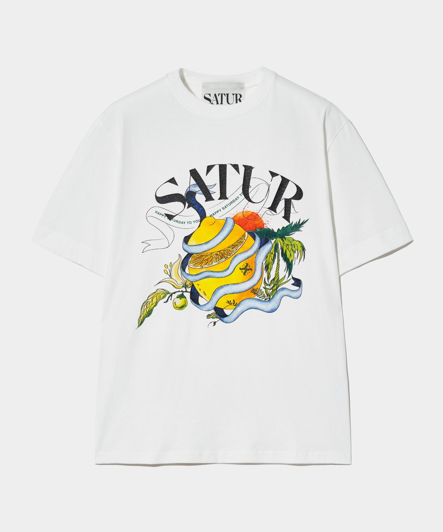 MUSINSA | SATUR Ribbon Citron Graphic Short-sleeved T-shirt