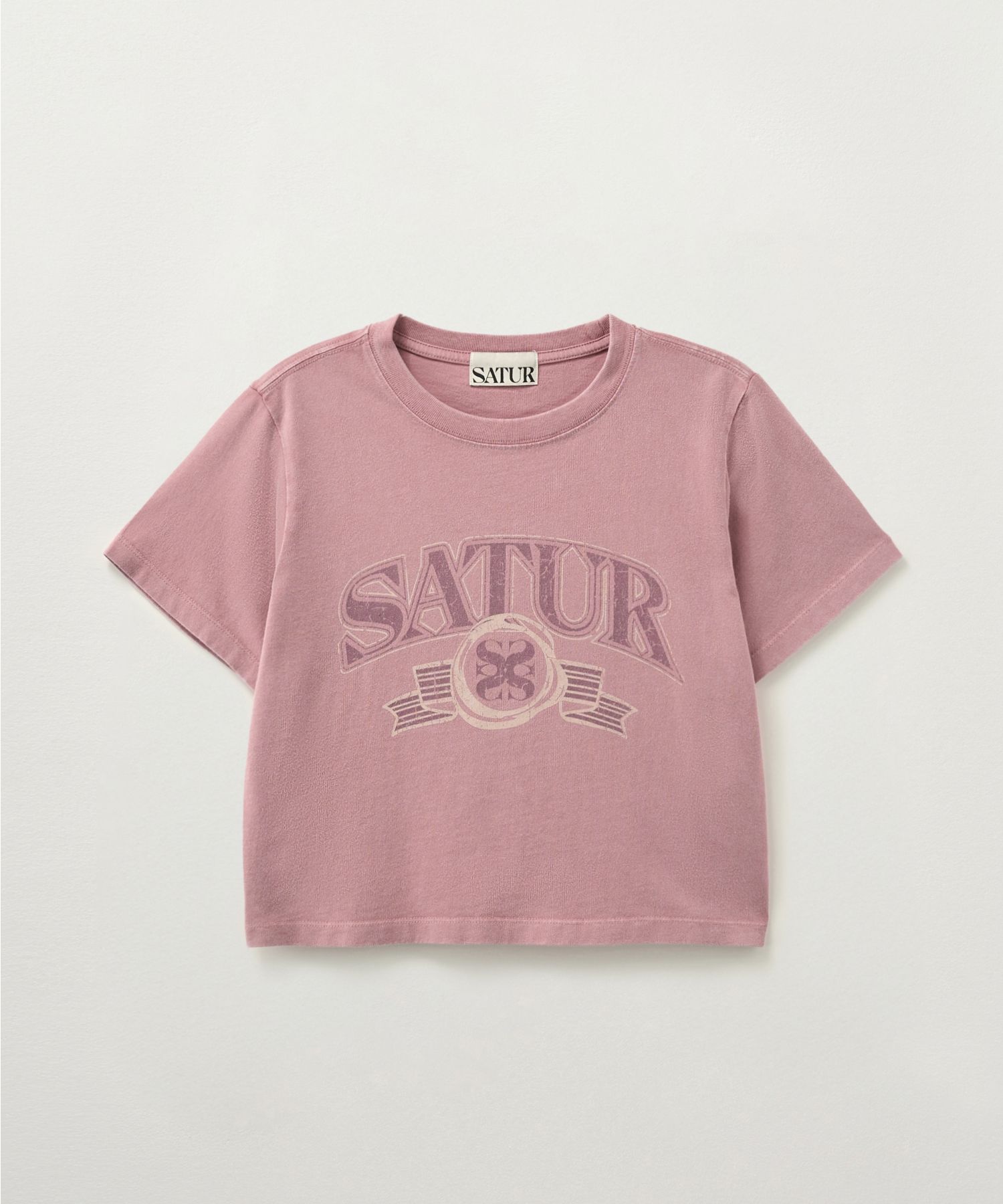 ★SATUR★ W Arch Logo Pigment Washed Short Sleeve T-Shirt Ch MUSINSA | SATUR (W) Arch Logo Pigment Washed Short Sleeve T