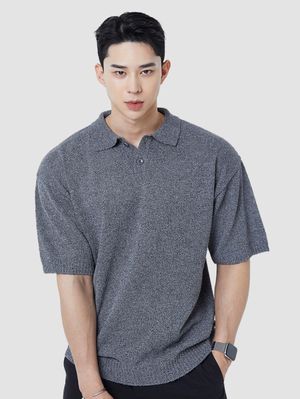 소프트 부클 오버핏 카라 니트 (멜란지 블랙) 24NTS01