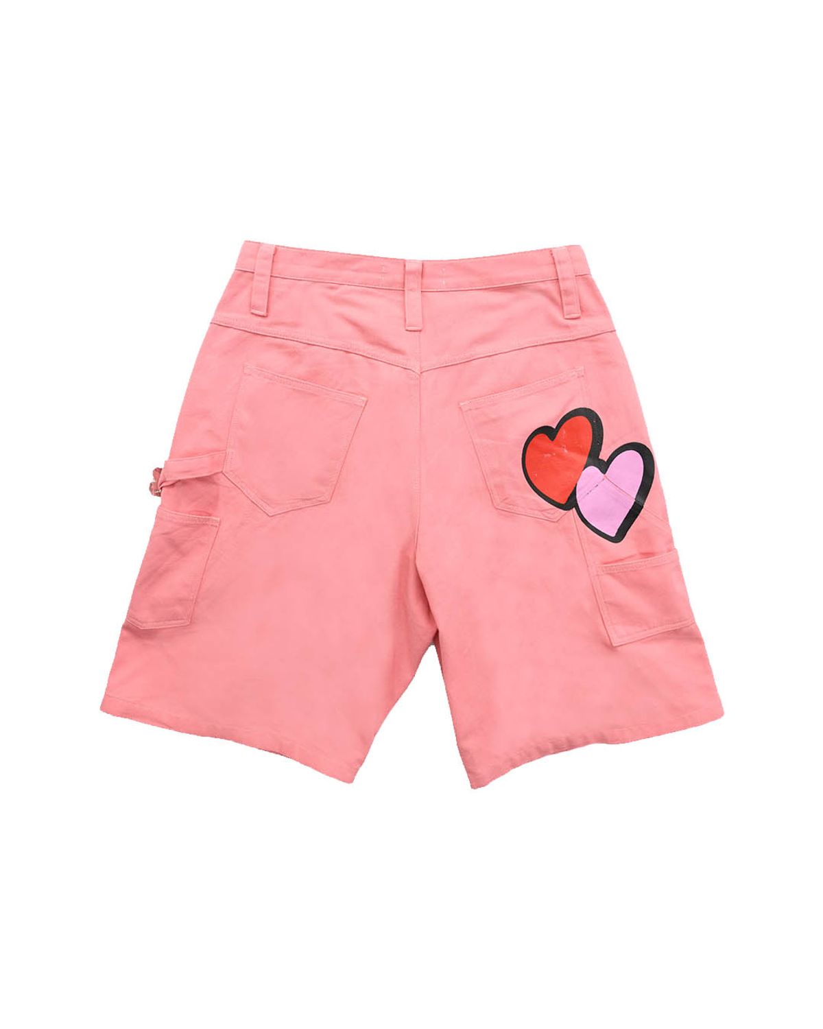 더뮤지엄비지터(THEMUSEUMVISITOR) DOUBLE HEART HALF PANTS (PINK)