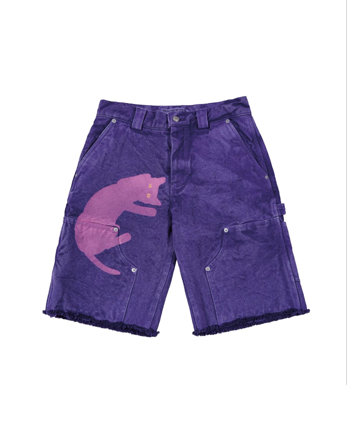 더뮤지엄비지터(THEMUSEUMVISITOR) CAT PRINTED DYEING SHORTS (PURPLE)