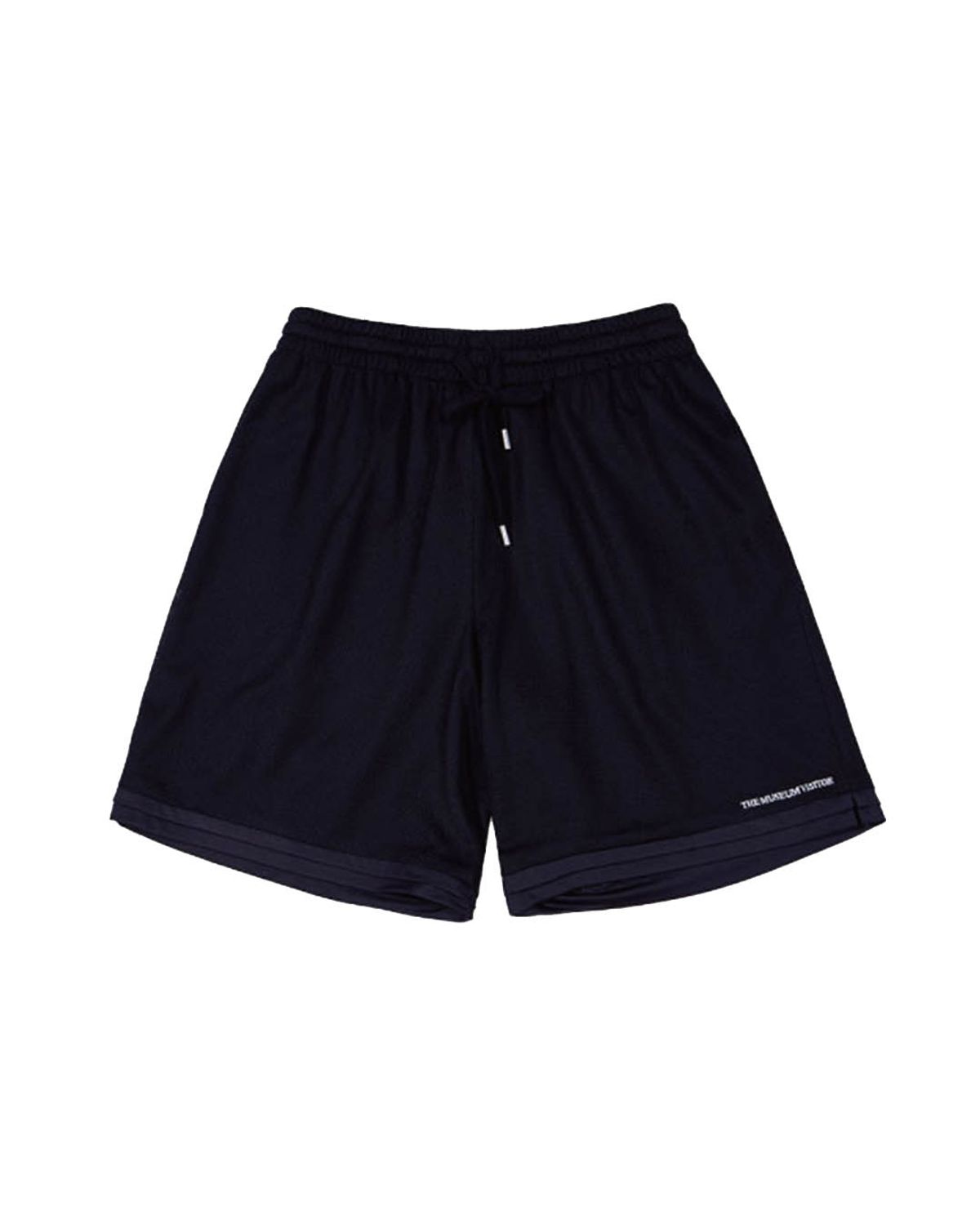 더뮤지엄비지터(THEMUSEUMVISITOR) LOGO STITCHED MESH SHORTS (BLACK)
