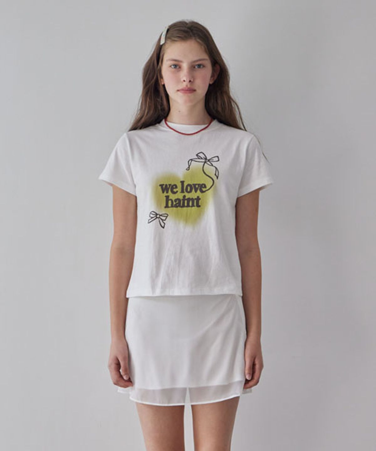 헤인트(HAINT) RIBBON GRAPHIC T-SHIRT_2COLORS_IVORY