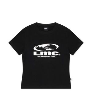 WM OVAL GLOBE CROPPED TEE black