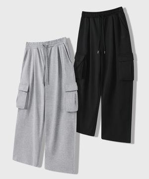 원턱 와이드 카고 스웨트 팬츠_3COLOR