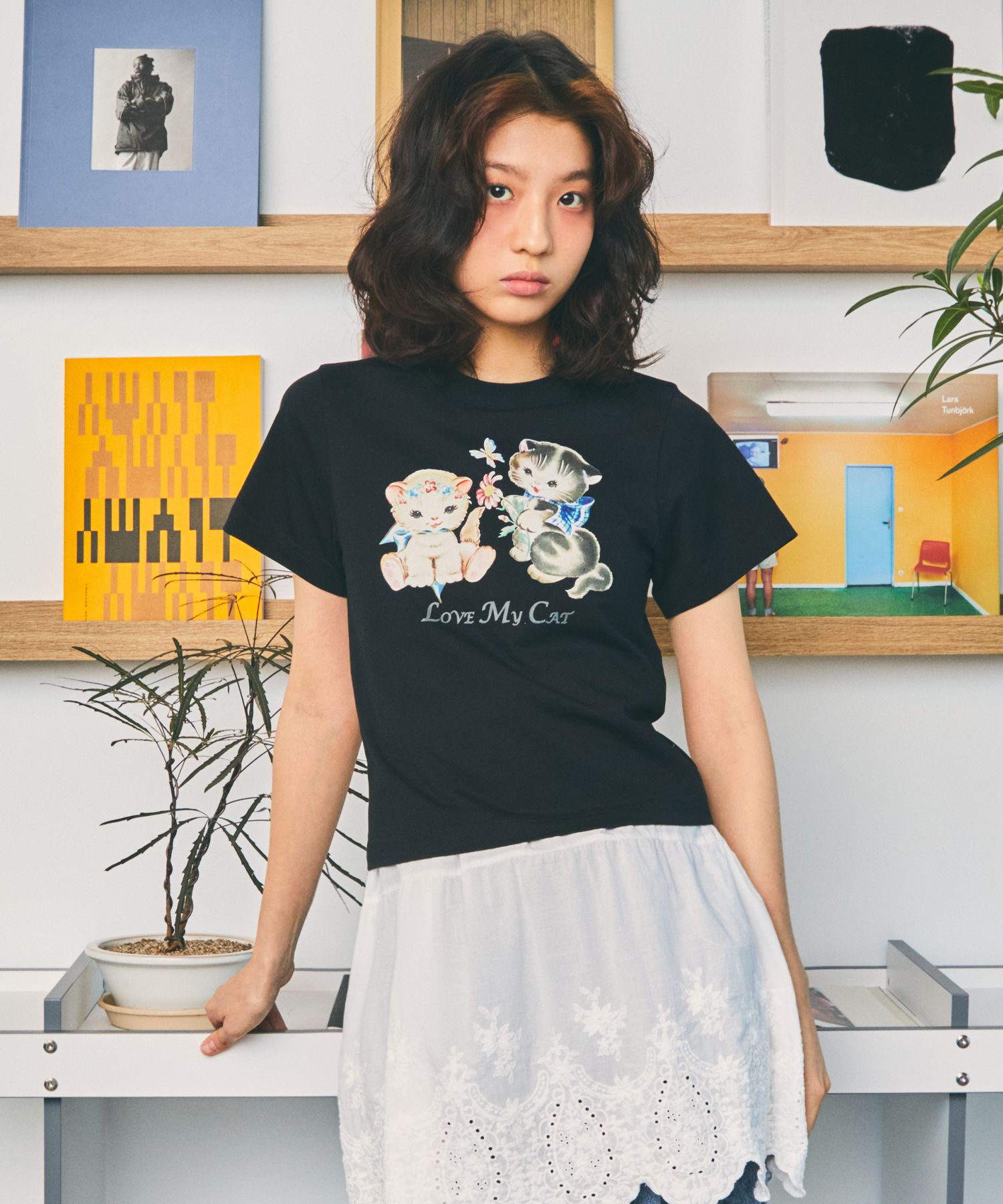 [ LMC]★24SS★韓国人気★WM LOVE MY CAT CROPPED TEE MUSINSA | LMC WM LOVE MY CAT CROPPED TEE black