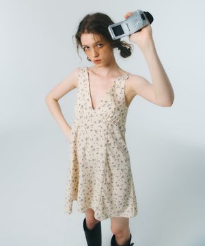 VINTAGE FLOWER ONEPIECE_cream yellow