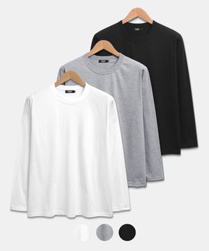 [3PACK] 베이직 스탠다드핏 20수 무지 긴팔티셔츠 3color