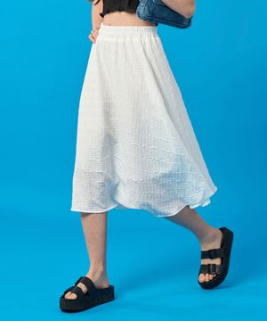 WOMEN 여름 플레어 마몽 주름 미디 롱치마 [WHITE] 롱스커트 ver.