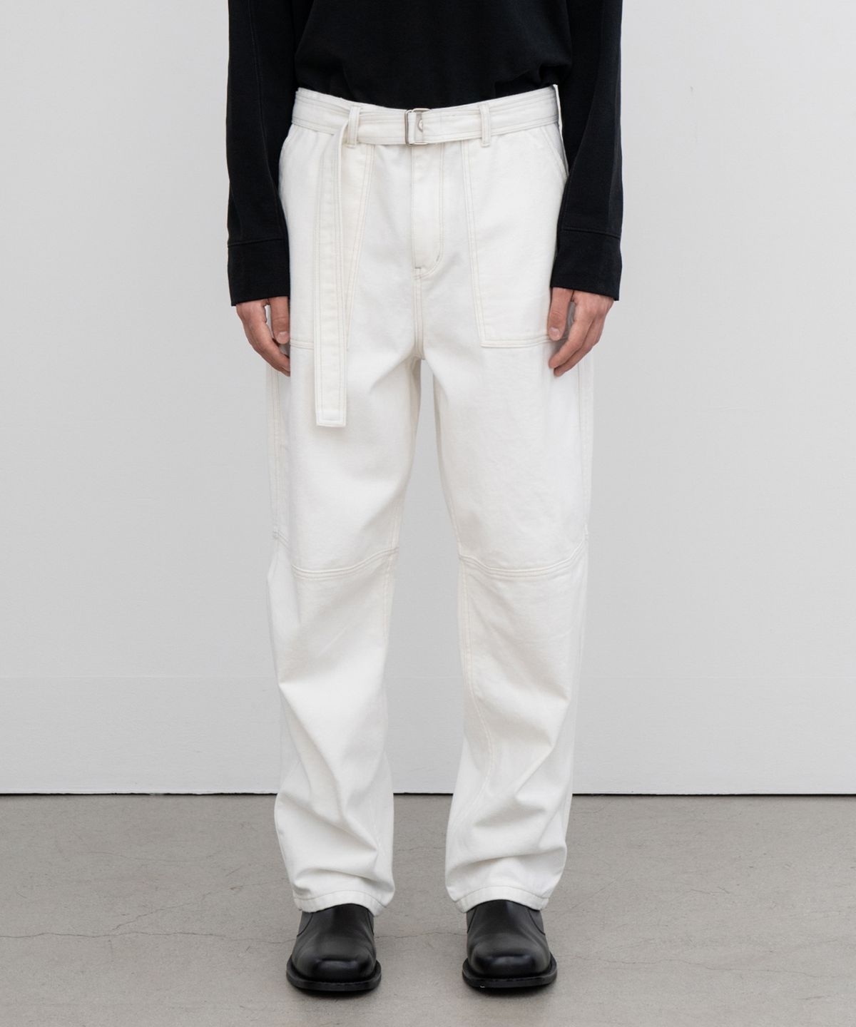 브랜디드(BRANDED) BELTED DENIM PANTS [CREAM]