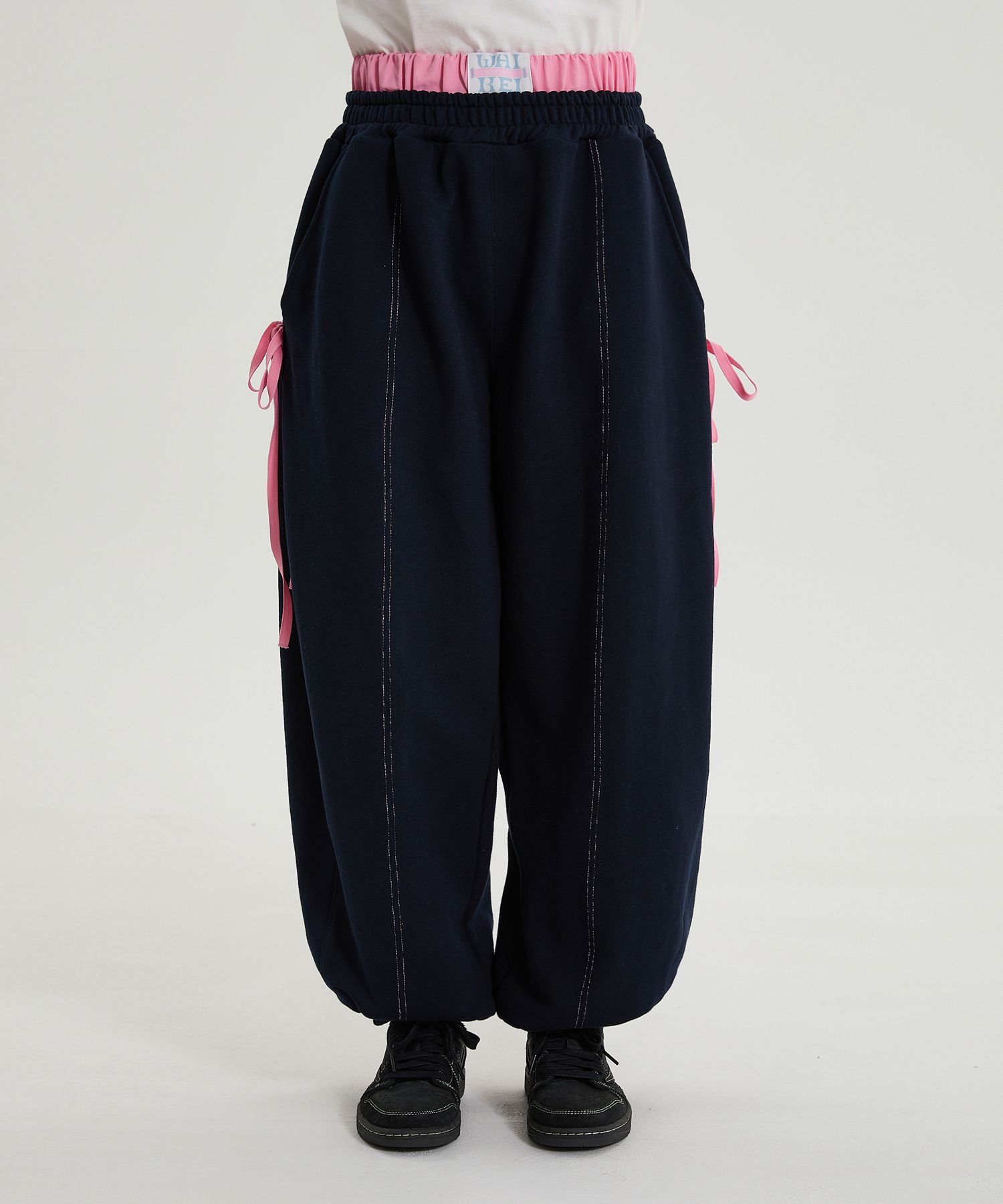 ★Wai Kei★ Double Banding Ribbon Sweatpants Navy YKBD02PT02 MUSINSA | WAI KEI Double Banded Ribbon Sweat Pants Navy