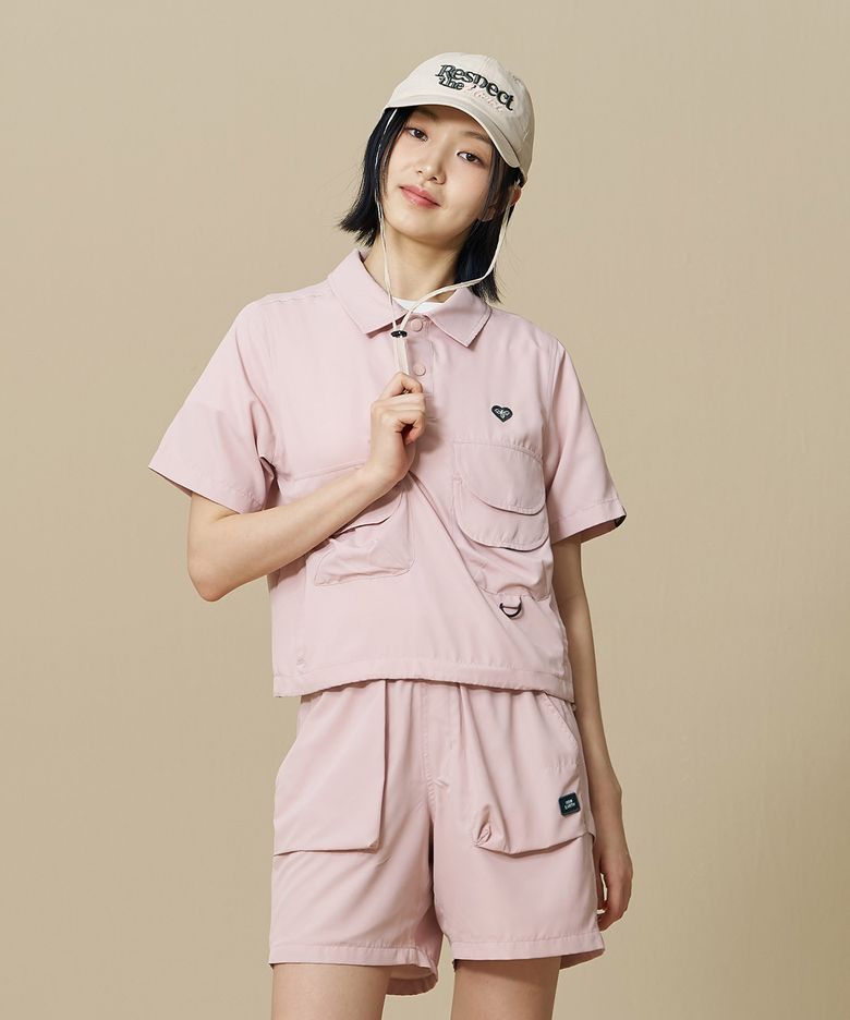 [제스퍼(JASPER)] 포켓 스냅 반팔 아노락_Light Pink