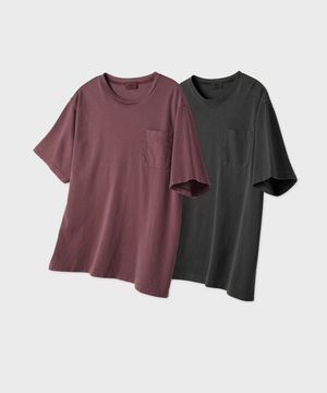 빈티지 포켓 다이드 하프 티셔츠 (2col)