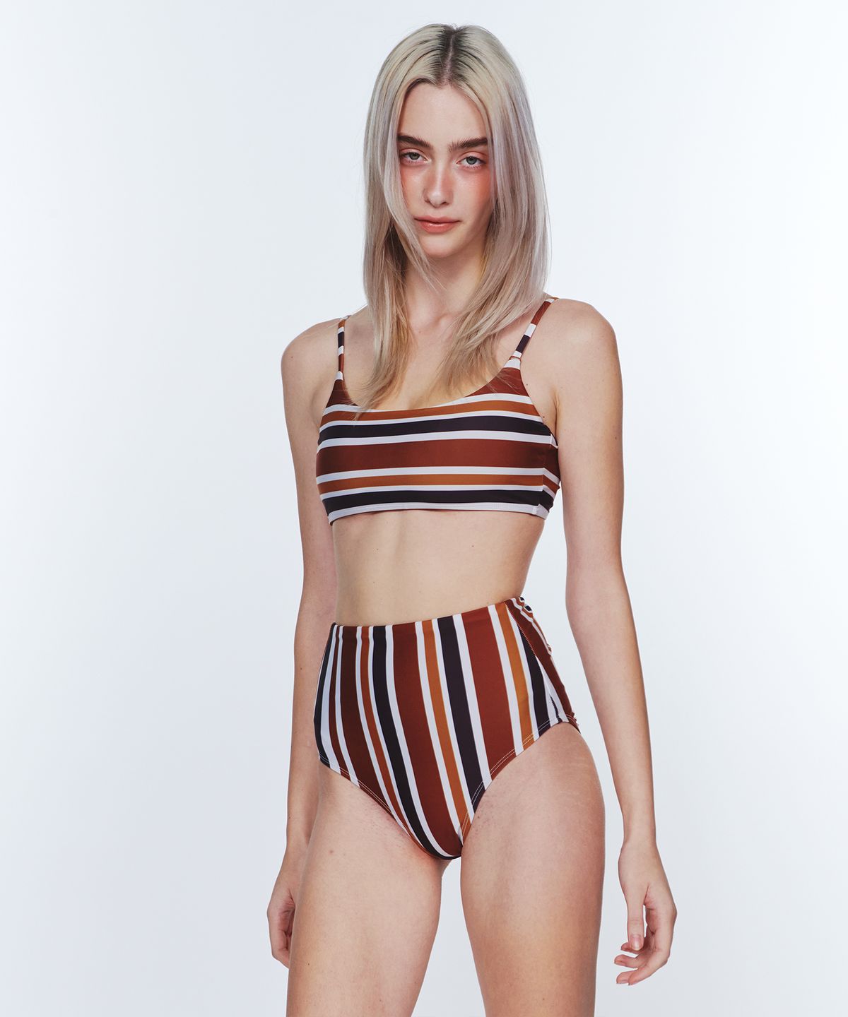 딜라잇풀(DELIGHTPOOL) Sunburst Stripe BIKINI Bottom - Earthy Brown