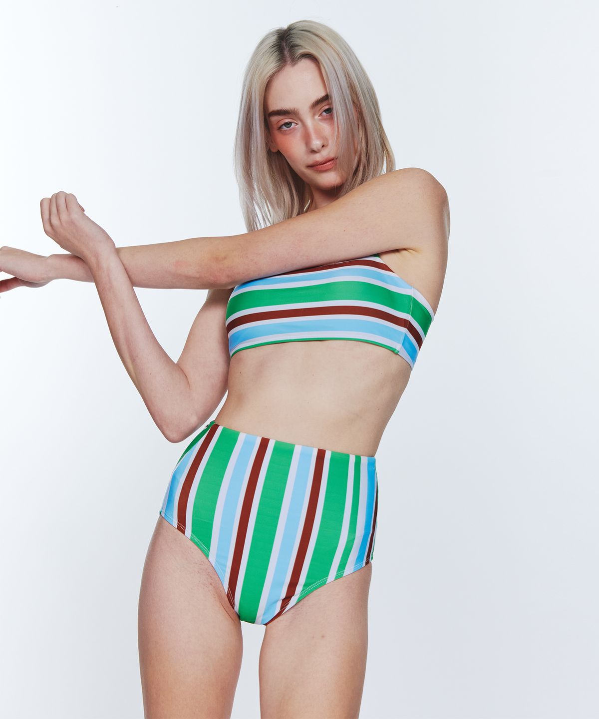 딜라잇풀(DELIGHTPOOL) Sunburst Stripe BIKINI Bottom - Clover Green