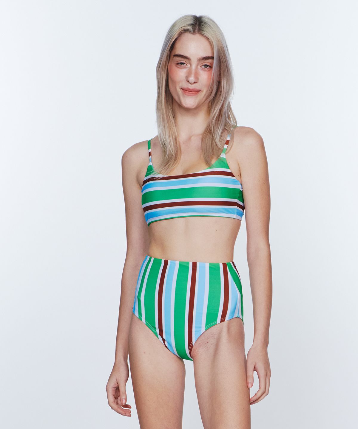 딜라잇풀(DELIGHTPOOL) Sunburst Stripe BIKINI Top - Clover Green