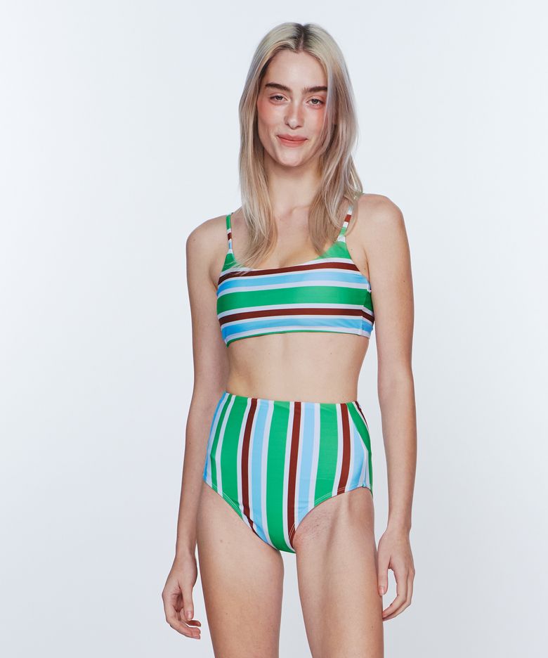 Sunburst Stripe BIKINI Top - Clover Green