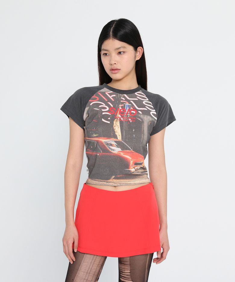 GIRLS MARIO CROPPED TEE_CHARCOAL