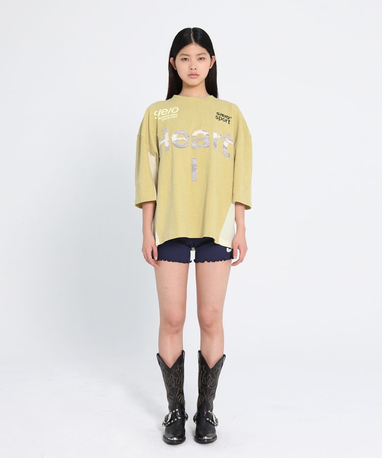 HEART APLIQUE RUGBY JERSEY TOP_MUSTARD