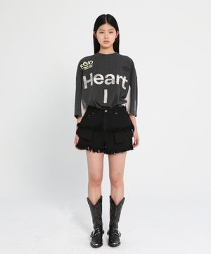 EXPOSED POCKET LAYERED DENIM SHORTS_BLACK