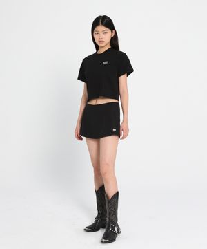 PANELED CULOTTE MINI SKIRT_BLACK