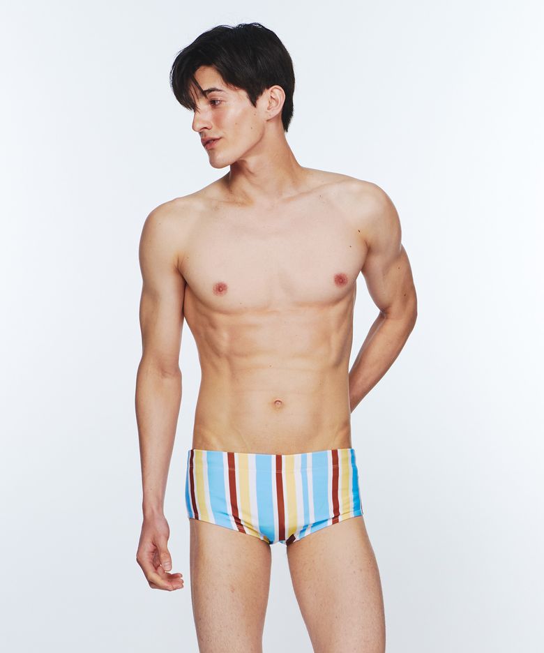 Sunburst Stripe Leg Swimsuit - Baby Blue