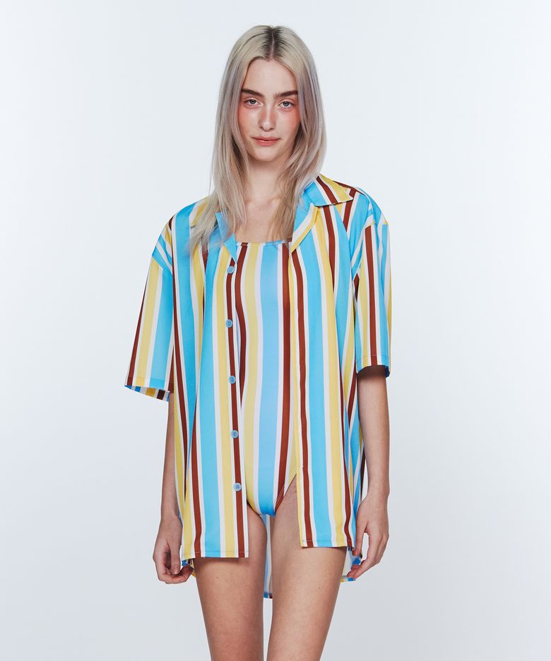 Sunburst Stripe Long Shirts - Baby Blue