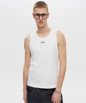 메탈 로고 슬리브리스 화이트