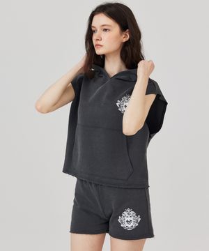 슬리브리스 후드 스웻 셔츠 차콜