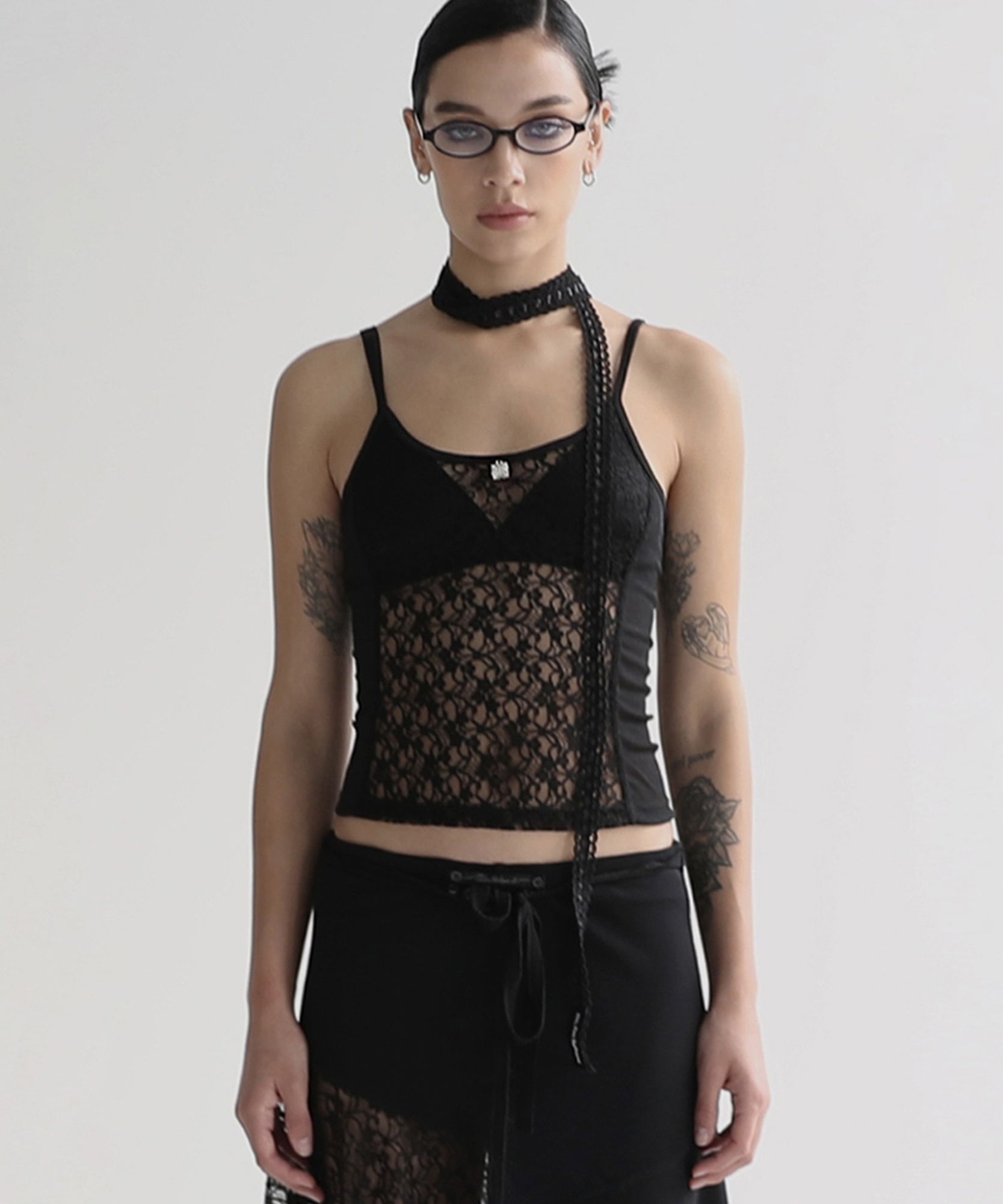 ■BADBLOOD■ Selena Lace String Tank Black w-tnk24-028 MUSINSA | BADBLOOD Selena Lace String Tank - Black