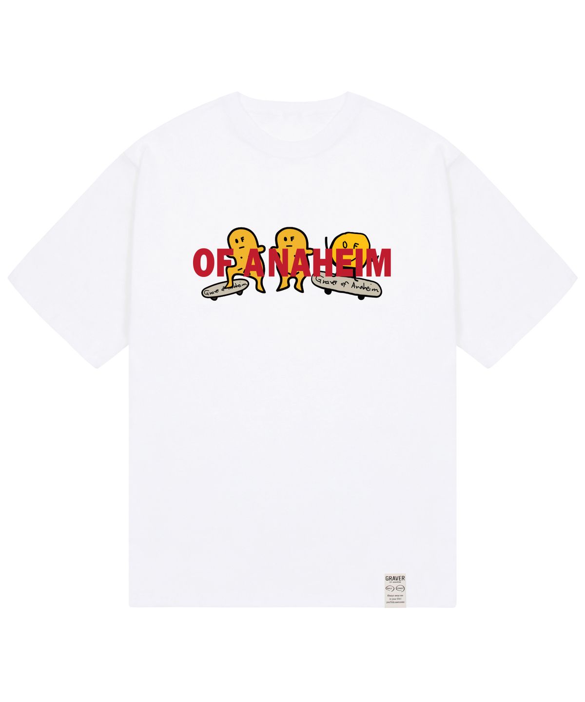 그레이버(GRAVER) [UNISEX]3스마일 보드 반팔티_화이트/레드 로고
