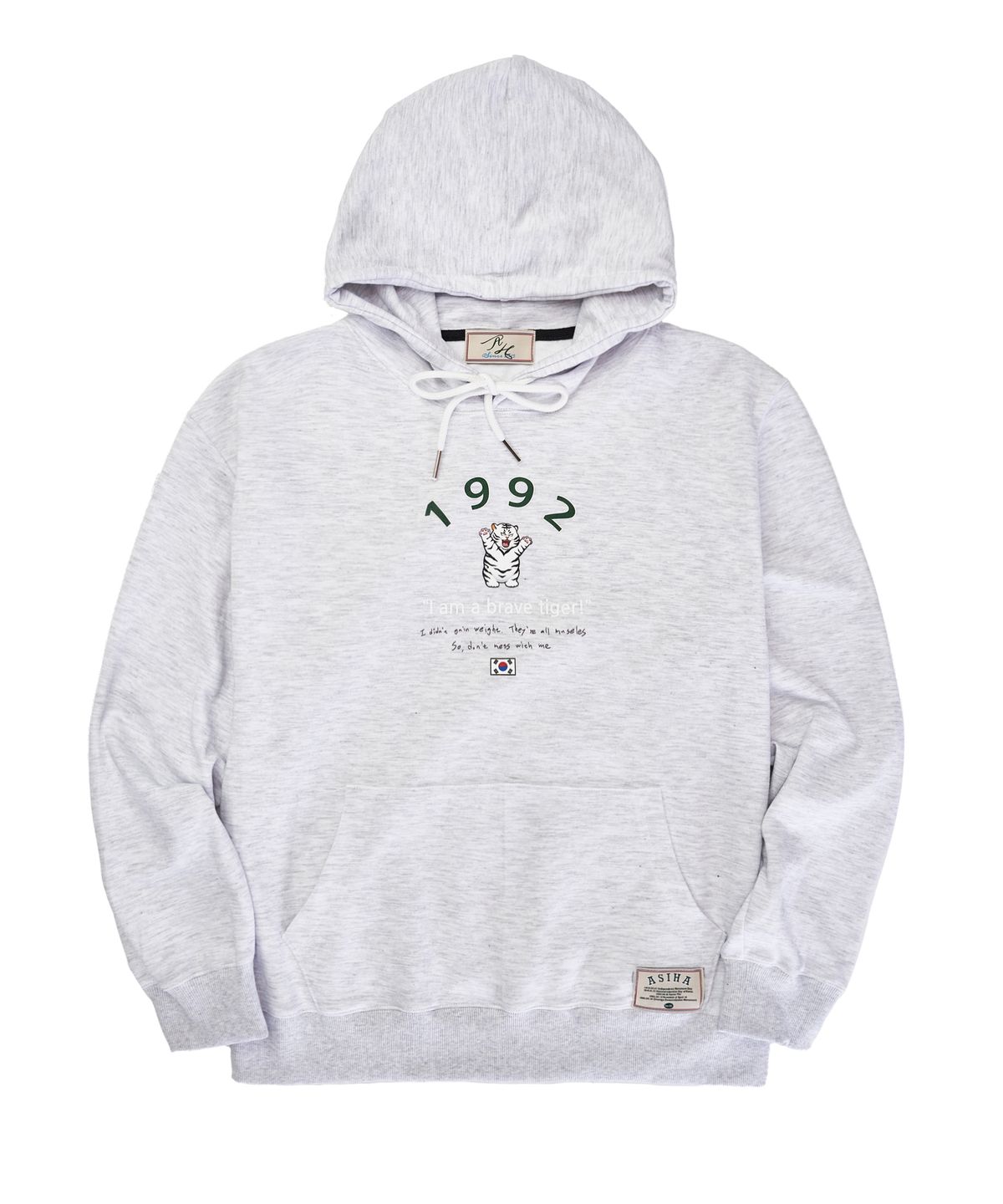 아시하(ASIHA) AH24 03HWH BRAVE TG HOODIE 아시하 1992 살찐 호랑이 후디 WHITE