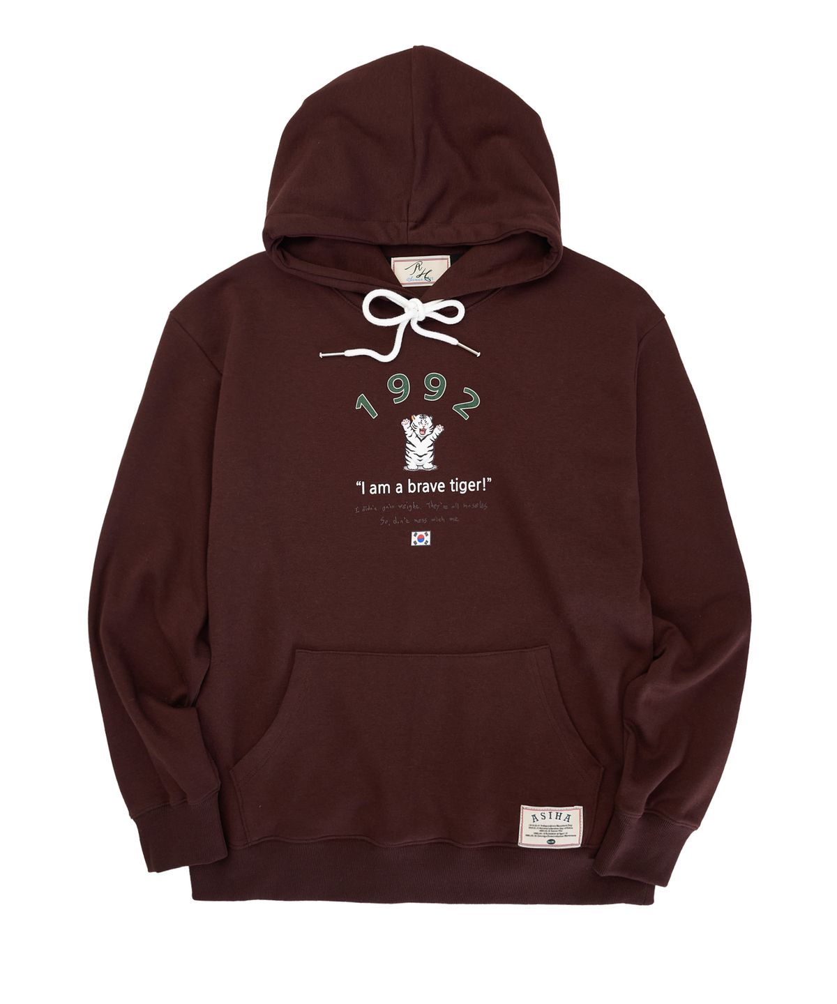 아시하(ASIHA) AH24 03HBR BRAVE TG HOODIE 아시하 1992 살찐 호랑이 후디 BROWN
