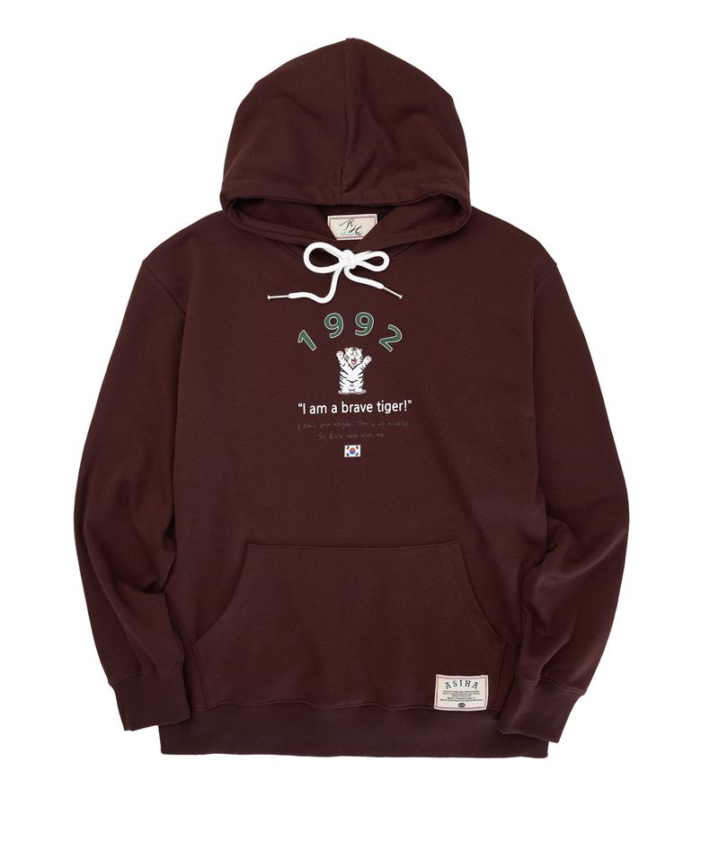 AH24 03HBR BRAVE TG HOODIE 아시하 1992 살찐 호랑이 후디 BROWN