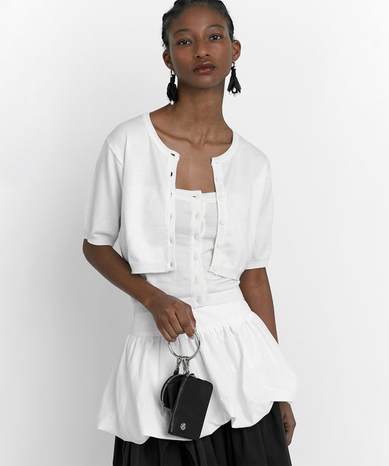 TUBE TOP HALF CARDIGAN SET UP [WHITE]