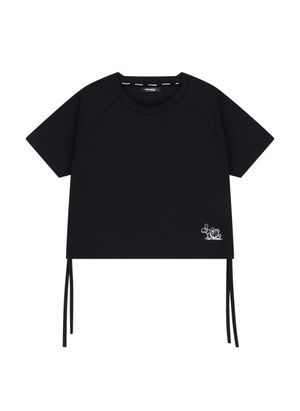 소로나 크롭 반팔 티셔츠-블랙