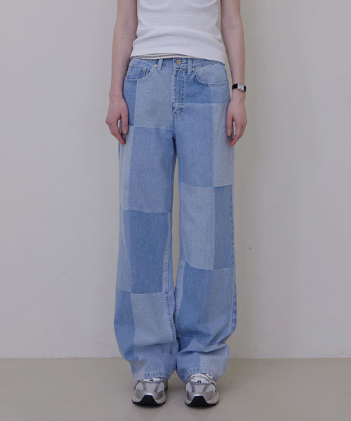 헤인트(HAINT) CHECK BOARD WASHED DENIM PANTS