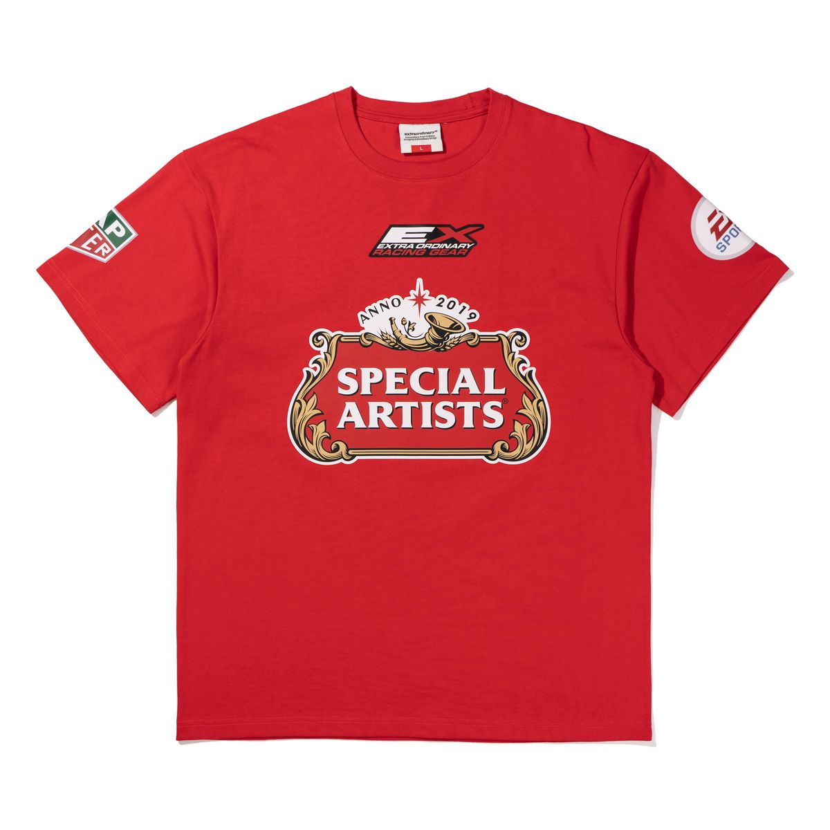 엑스트라오디너리(EXTRAORDINARY) 헤비코튼  RACING SYMBOL TEE  RED