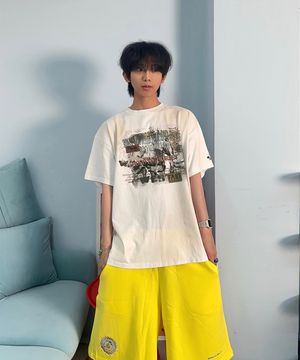 OVERLAP WASHED T-SHIRTS [WHITE]