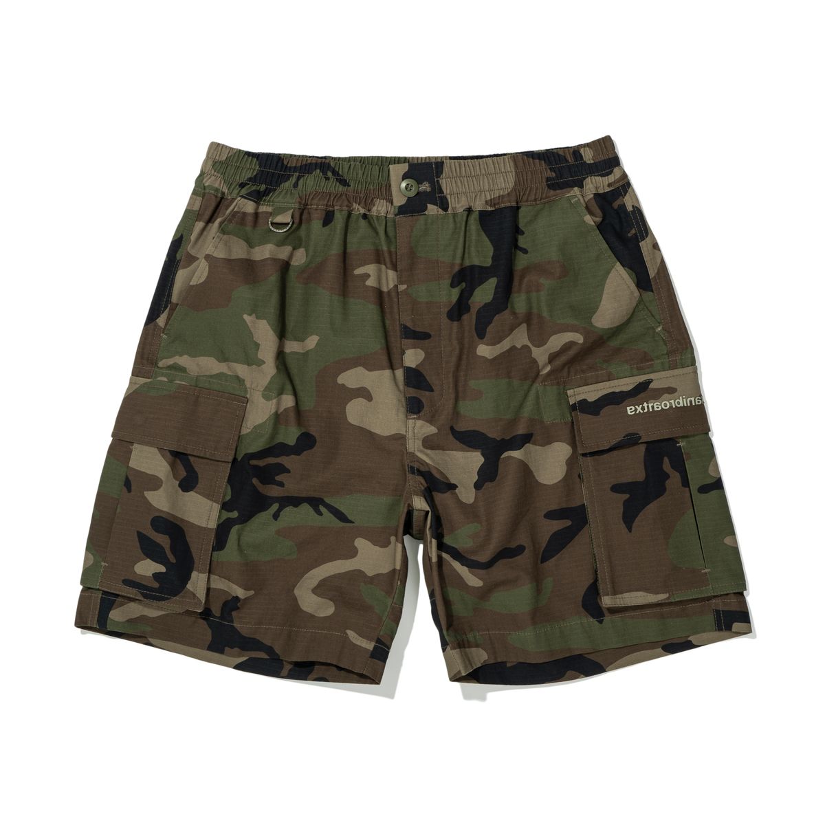 엑스트라오디너리(EXTRAORDINARY) CAMO CARGO RIPSTOP SHORTS  WOODLAND CAMO