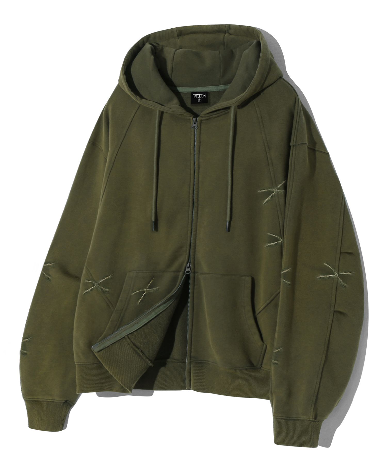 MUSINSA公式 | TRILLION Domingo Pigment 2WAY Sweat Hooded Zip