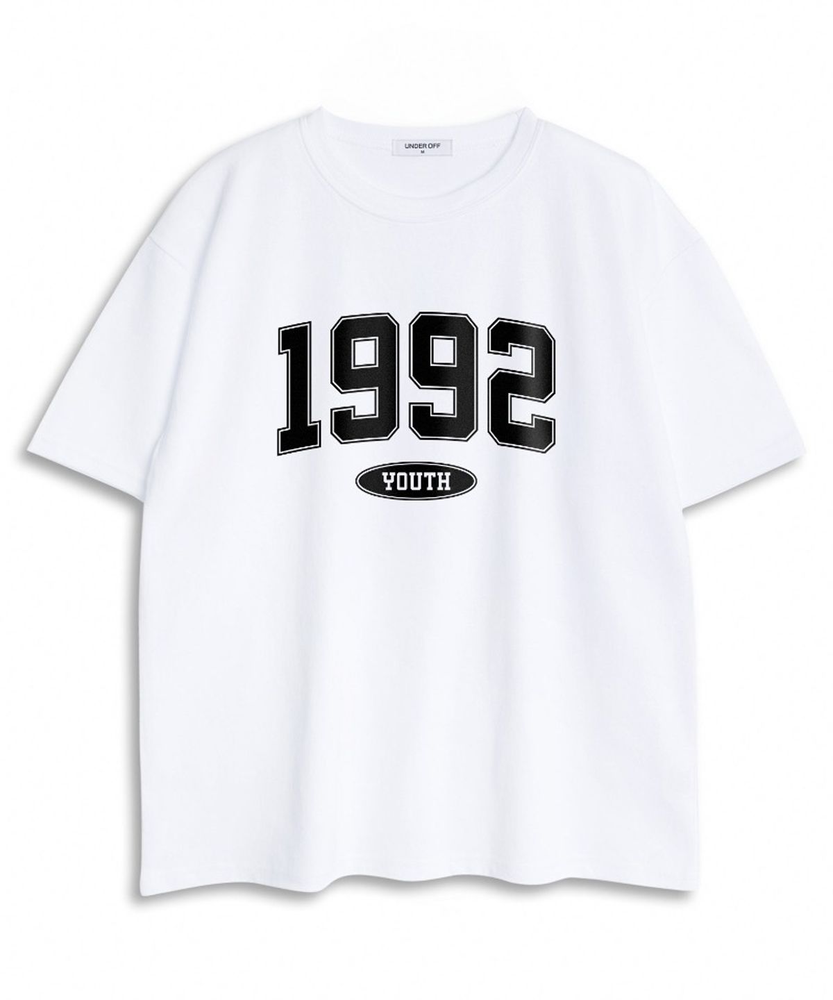 언더오프(UNDEROFF) 오버핏 크루넥 1992 반팔 티셔츠 화이트블랙