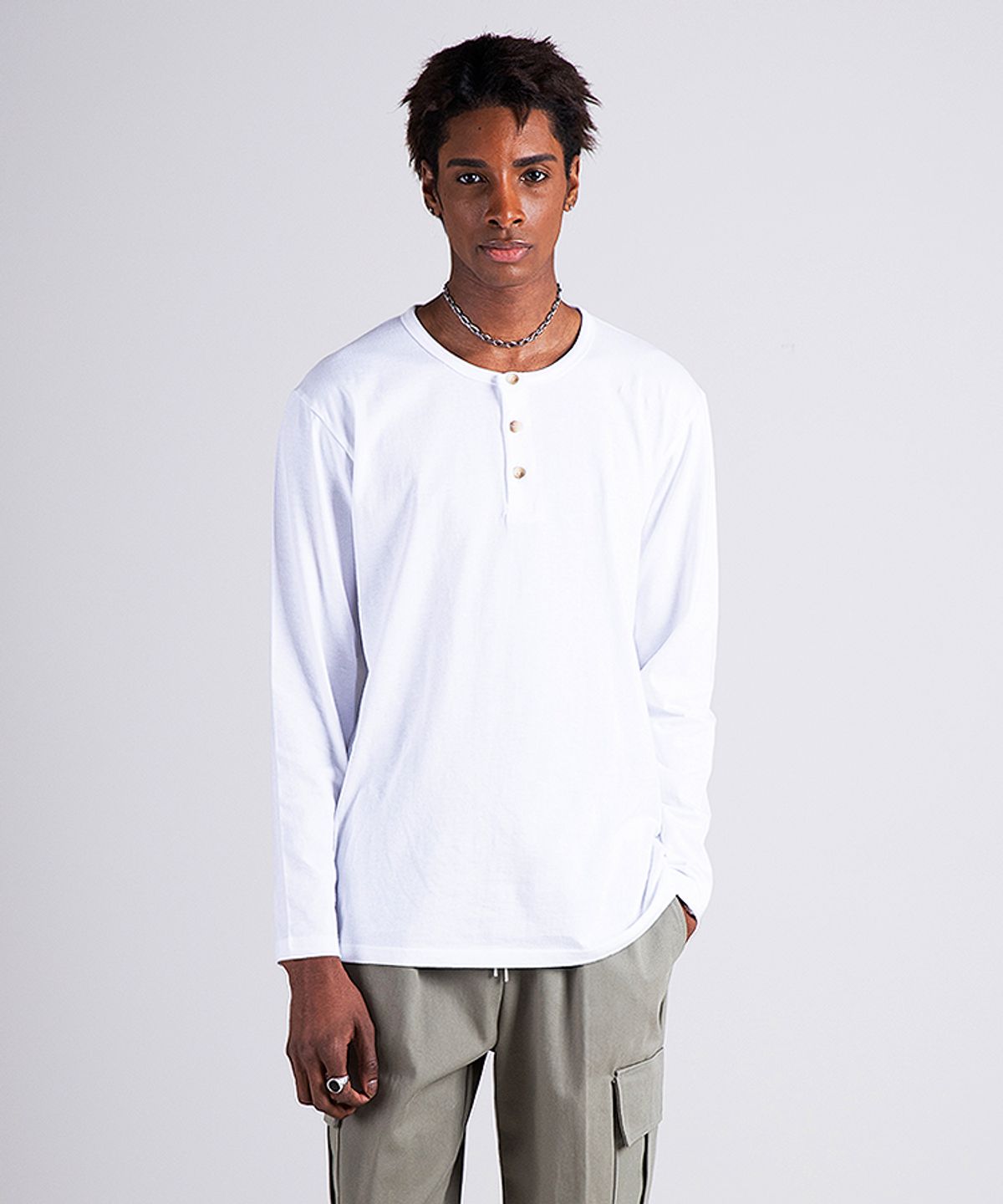 스트라이크(STRIKE) Triple Button Henley Long Sleeve T-Shirt (4COLOR)