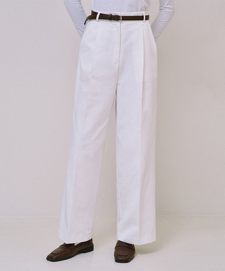 Basic Wide Cotton Pants [Ivory]