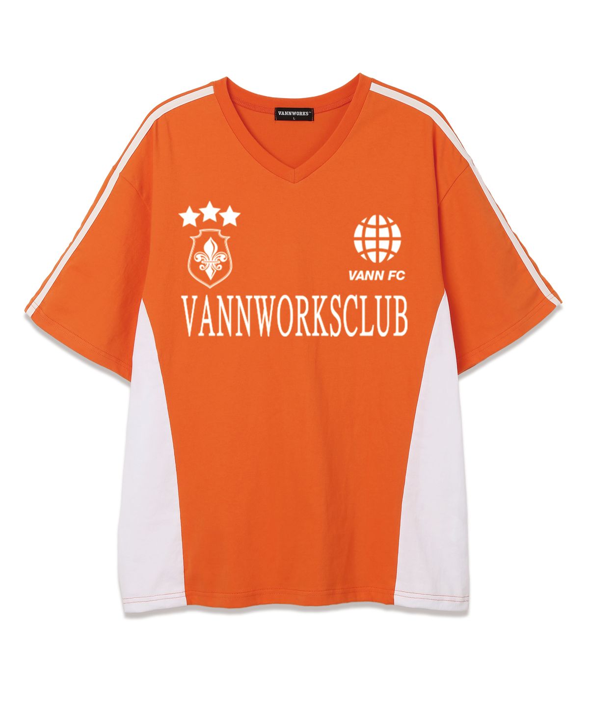 밴웍스(VANNWORKS) 스포티 블록코어 브이넥 반팔 티셔츠 (VS0033) 오렌지