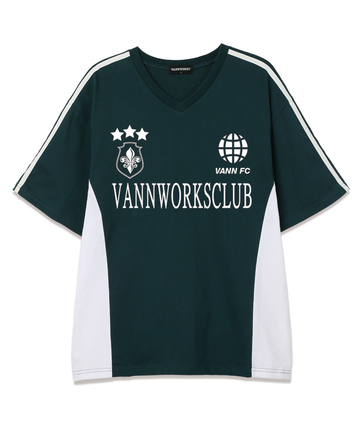 밴웍스(VANNWORKS) 스포티 블록코어 브이넥 반팔 티셔츠 (VS0033) 그린
