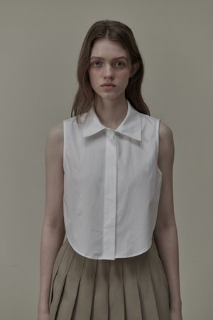 Sleeveless Cotton Shirt - White