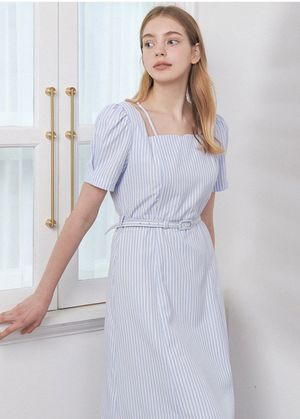 [44-120]셀린 스트라이프 롱 드레스