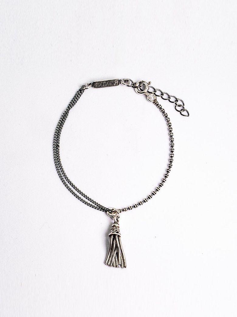 HR 277B_Tassel Half&Half Double Chain Bracelet [Rope]
