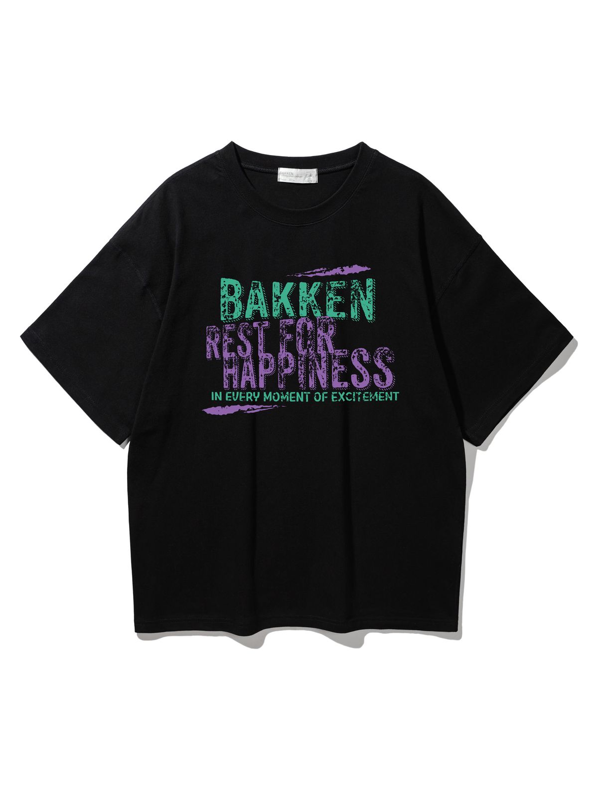 바켄(BAKKEN) Mixed-color Typography 반팔티셔츠 BK3986_블랙